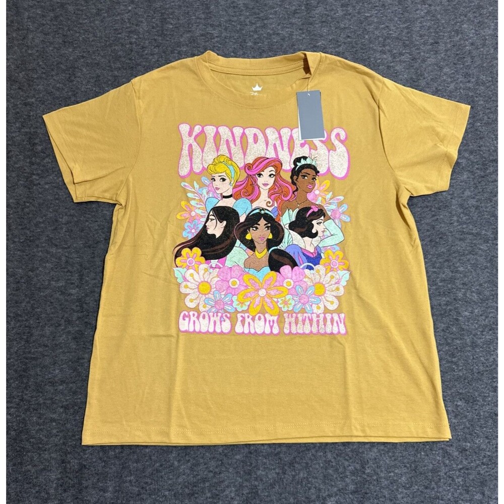 Disney Princess Women’s Blouse T Shirt Graphic Print Yellow Small